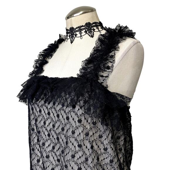 Adorable Lace Gothic Ruffle Square Neckline Tube Top Whimsygoth Emo - Picture 5 of 11